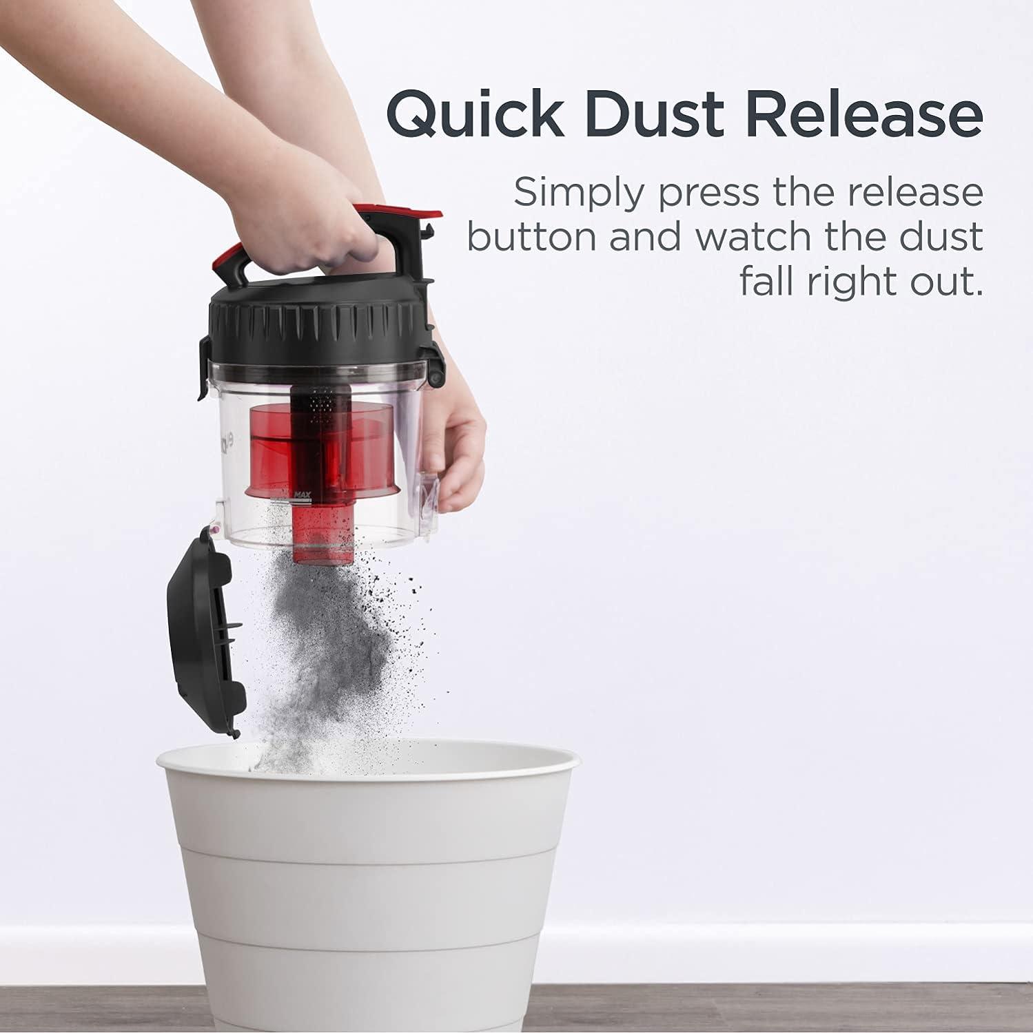 imageEureka Bagless Canister Vacuum with Washable HEPA Filter 16KPA Suction for CarpetsHard Floors Compact Design with 3 Cleaning Tools 2Motor Household Vacuum Lightweight and Easy ManeuverableRed