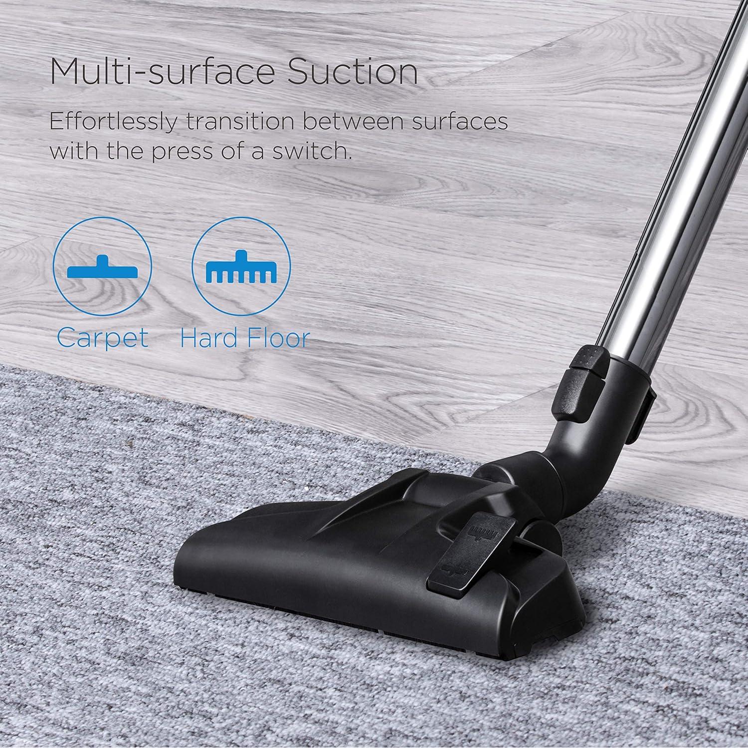 imageEureka Bagless Canister Vacuum with Washable HEPA Filter 16KPA Suction for CarpetsHard Floors Compact Design with 3 Cleaning Tools 2Motor Household Vacuum Lightweight and Easy ManeuverableW Filter  Blue