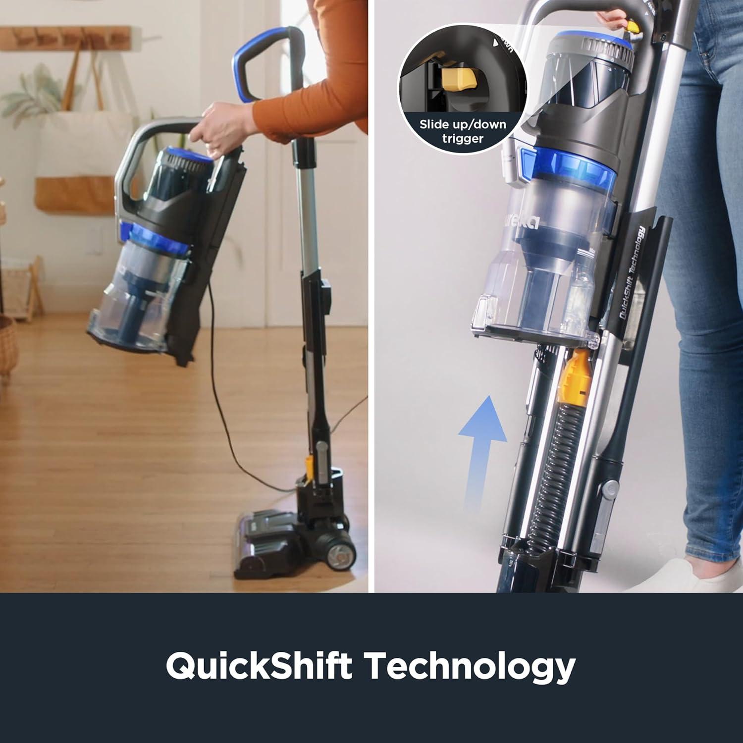 imageEureka Pet Upright Vacuum Cleaner for Carpet and Hard Floor Powerful Bagless Vacuum Cleaner for Home with HEPA Filter and Pet Tool OmniVerse NEU801BL with QuickShift Technology Blue