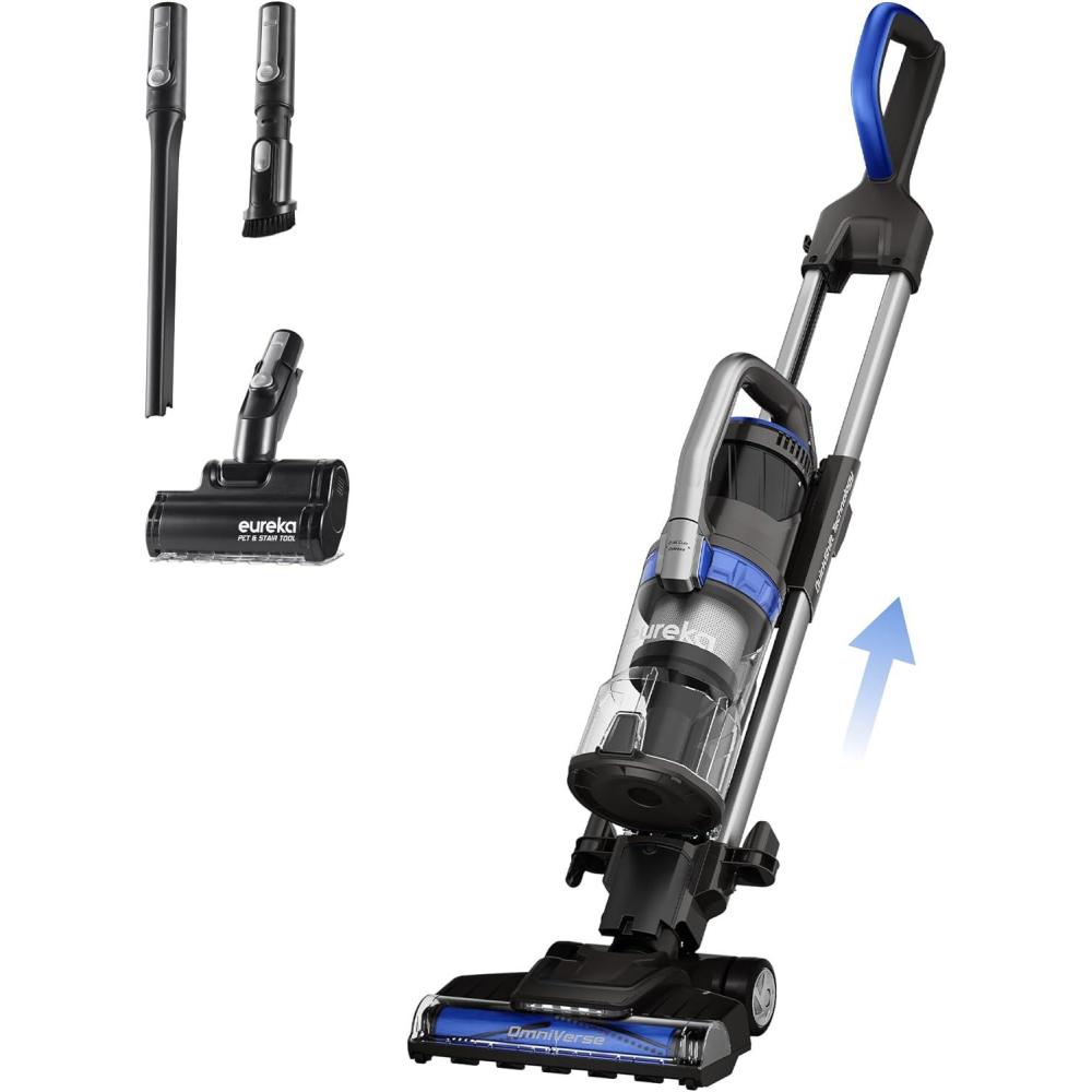 imageEureka Pet Upright Vacuum Cleaner for Carpet and Hard Floor Powerful Bagless Vacuum Cleaner for Home with HEPA Filter and Pet Tool OmniVerse NEU801BL with QuickShift Technology Blue