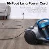 imageEureka Bagless Canister Vacuum with Washable HEPA Filter 16KPA Suction for CarpetsHard Floors Compact Design with 3 Cleaning Tools 2Motor Household Vacuum Lightweight and Easy ManeuverableBlue