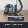 imageEureka Bagless Canister Vacuum with Washable HEPA Filter 16KPA Suction for CarpetsHard Floors Compact Design with 3 Cleaning Tools 2Motor Household Vacuum Lightweight and Easy ManeuverableIndigo Blue