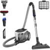 imageEureka Bagless Canister Vacuum with Washable HEPA Filter 16KPA Suction for CarpetsHard Floors Compact Design with 3 Cleaning Tools 2Motor Household Vacuum Lightweight and Easy ManeuverableSilver With Black