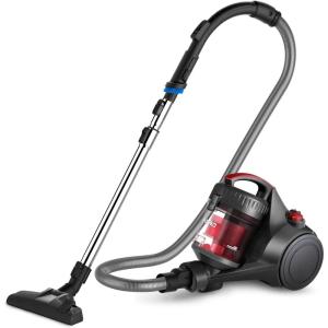imageEureka Bagless Canister Vacuum with Washable HEPA Filter 16KPA Suction for CarpetsHard Floors Compact Design with 3 Cleaning Tools 2Motor Household Vacuum Lightweight and Easy ManeuverableRed