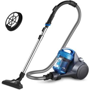 imageEureka Bagless Canister Vacuum with Washable HEPA Filter 16KPA Suction for CarpetsHard Floors Compact Design with 3 Cleaning Tools 2Motor Household Vacuum Lightweight and Easy ManeuverableW Filter  Blue
