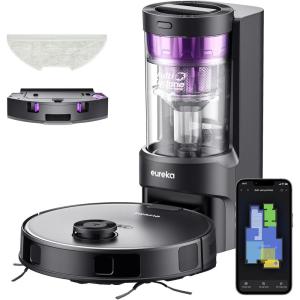 imageEureka E20 Plus Robot Vacuum with Bagless Self Emptying Station Robotic Vacuum and Mop Combo 45Day Capacity Upgraded 8000Pa Suction and Anti HairTangling Brush LiDAR Navigation App ControlPurple