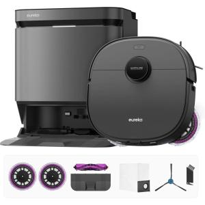 imageEureka J20 Robot Vacuum Self Emptying 8000Pa Suction Auto Mop Washing ampamp Hot Air Drying3D Obstacle Avoidance Cycling BeltMop DesignBlack