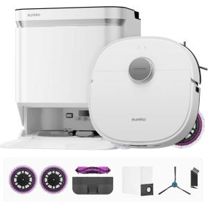 imageEureka J20 Robot Vacuum Self Emptying 8000Pa Suction Auto Mop Washing ampamp Hot Air Drying3D Obstacle Avoidance Cycling BeltMop DesignWhite