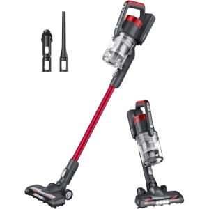 imageEureka Lightweight Cordless Stick Vacuum Cleaner Convenient for Hard Floors Rechargeable Handheld Vacuum Cleaner Portable with Powerful Motor Efficient Suction NEC101 Rose RedRedBlack