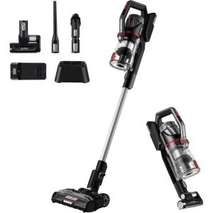 imageEureka Lightweight Cordless Vacuum Cleaner with LED Headlights 450W Powerful BLDC Motor Convenient Stick and Handheld Vac Removable Battery for MultiFlooring Altitude Deluxe  Extra RedRed